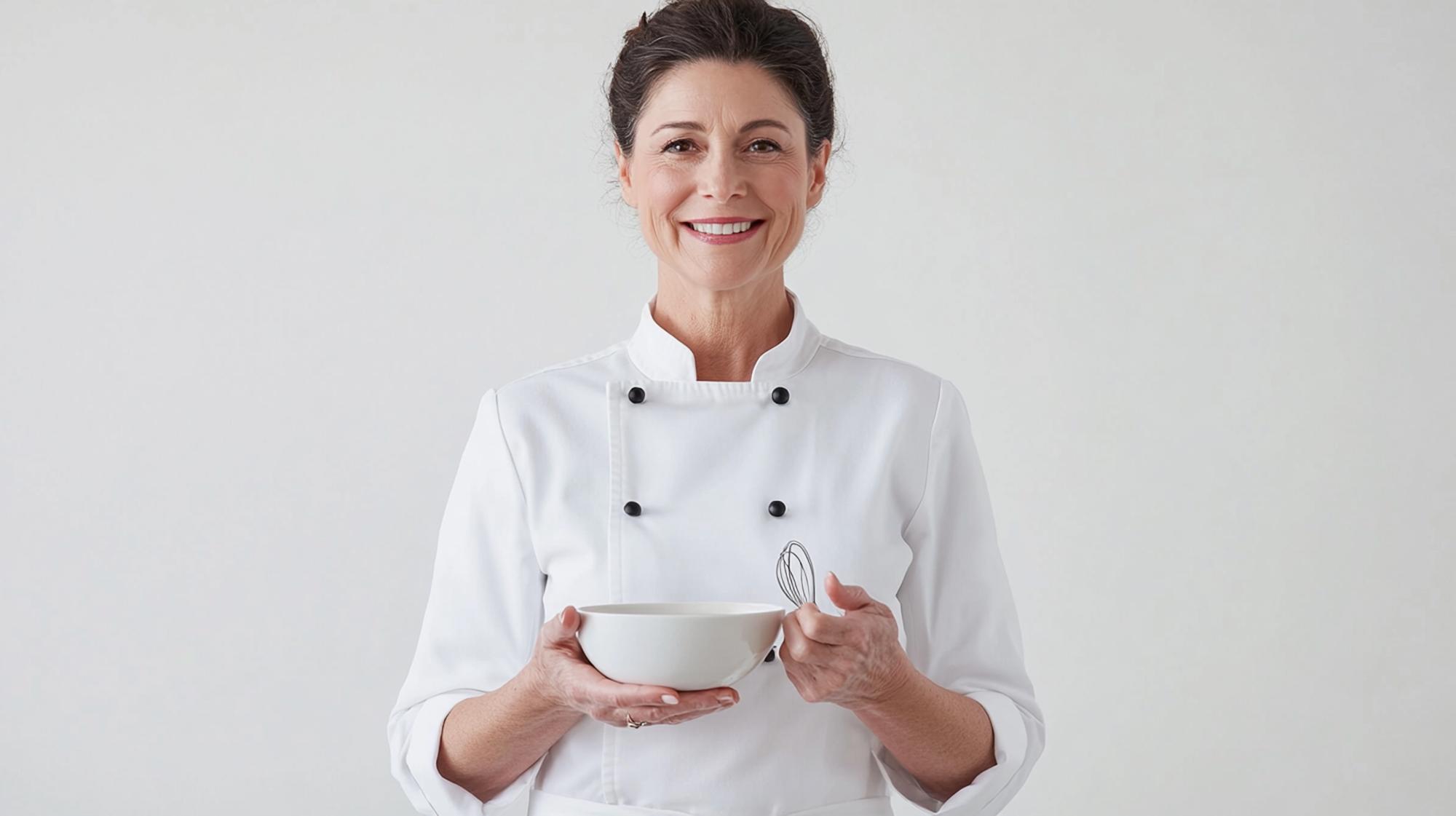 Instructor smiling with prepared dish